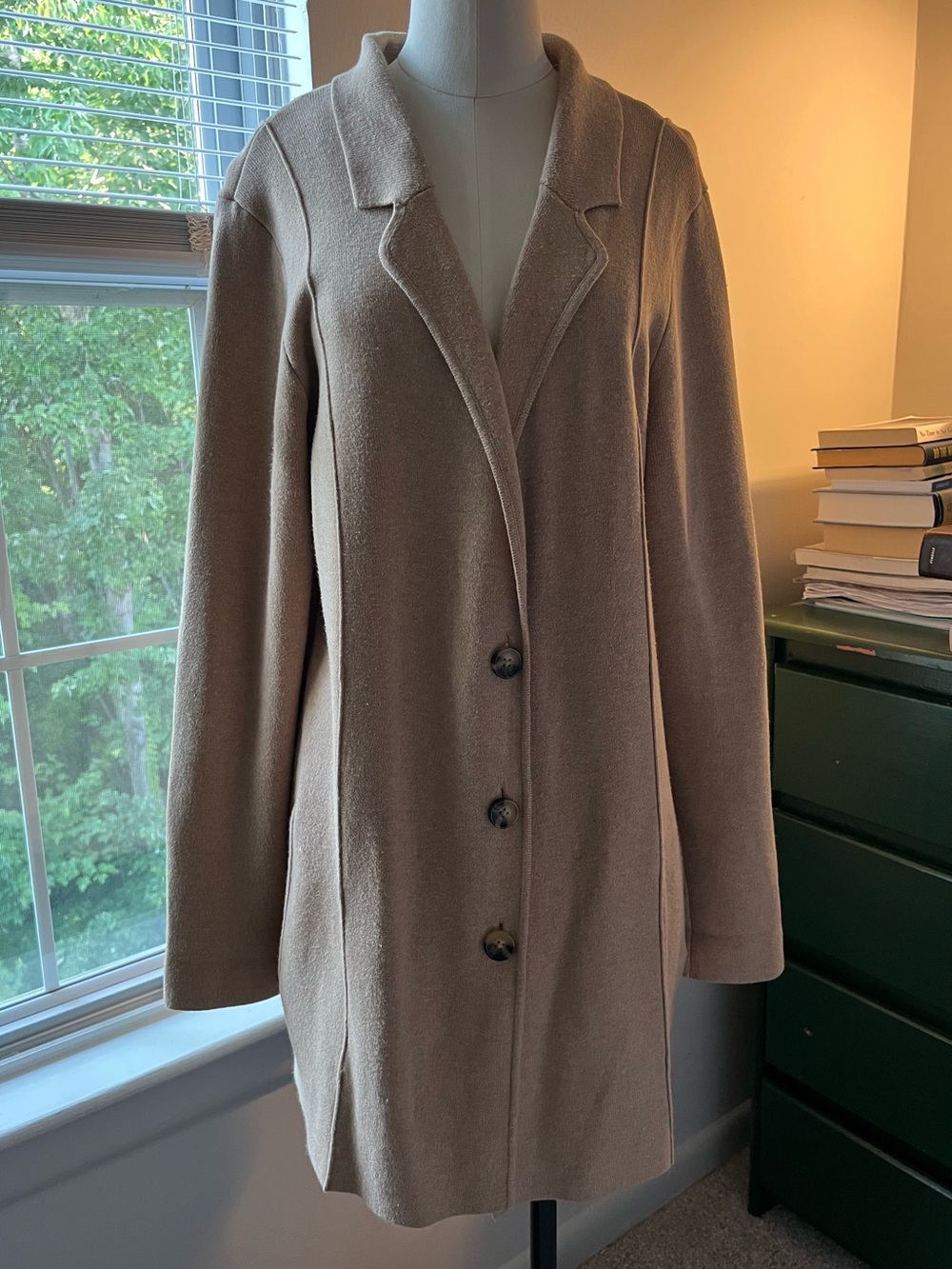 J. Jill Taupe Long Knit Blazer